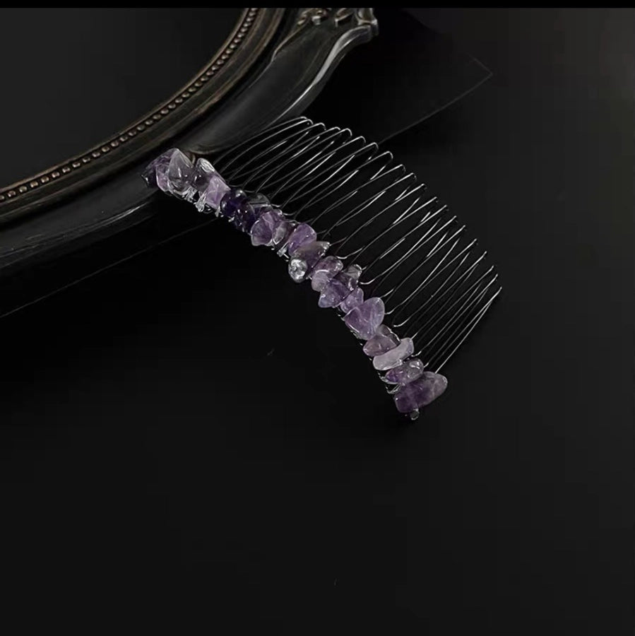 retro ethnic style geometric crystal handmade insert comb