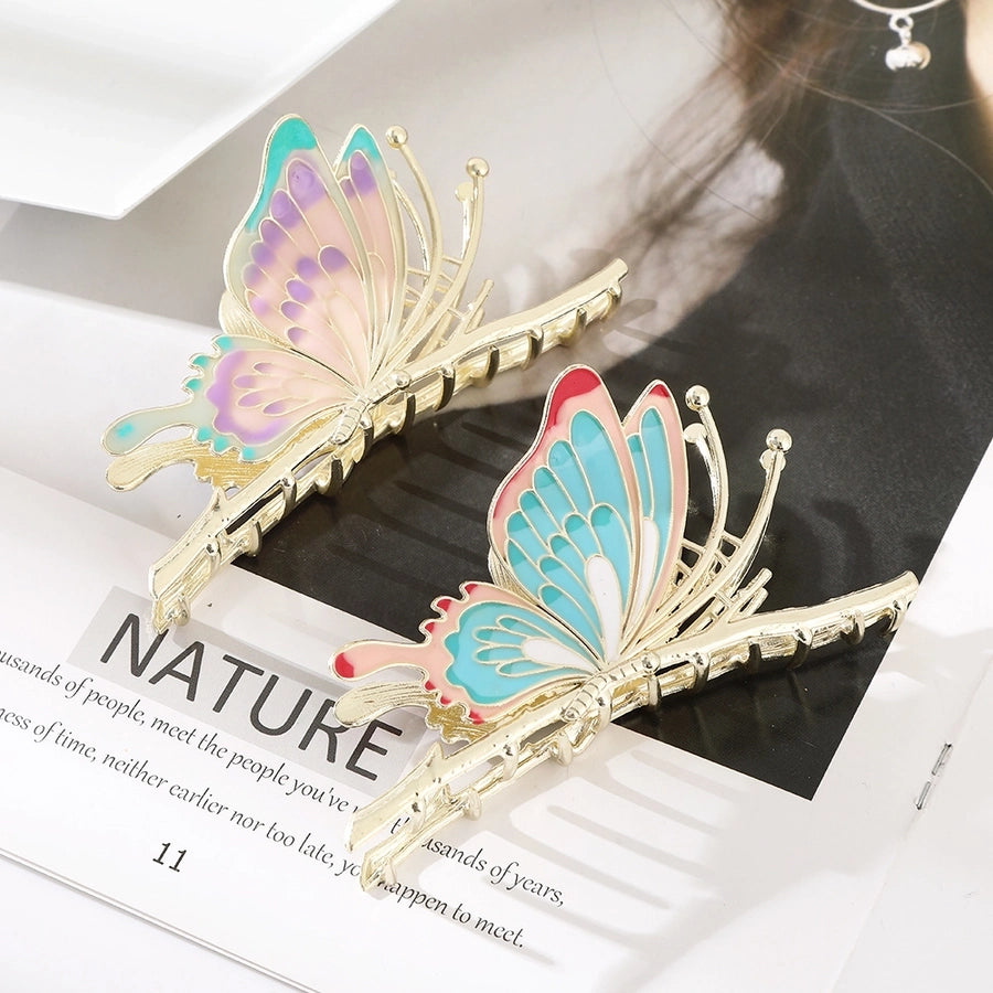 elegant sweet butterfly metal plating hair claws