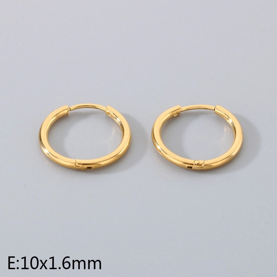 1 Pair Simple Style Round 304 Stainless Steel 18K Gold Plated Earrings