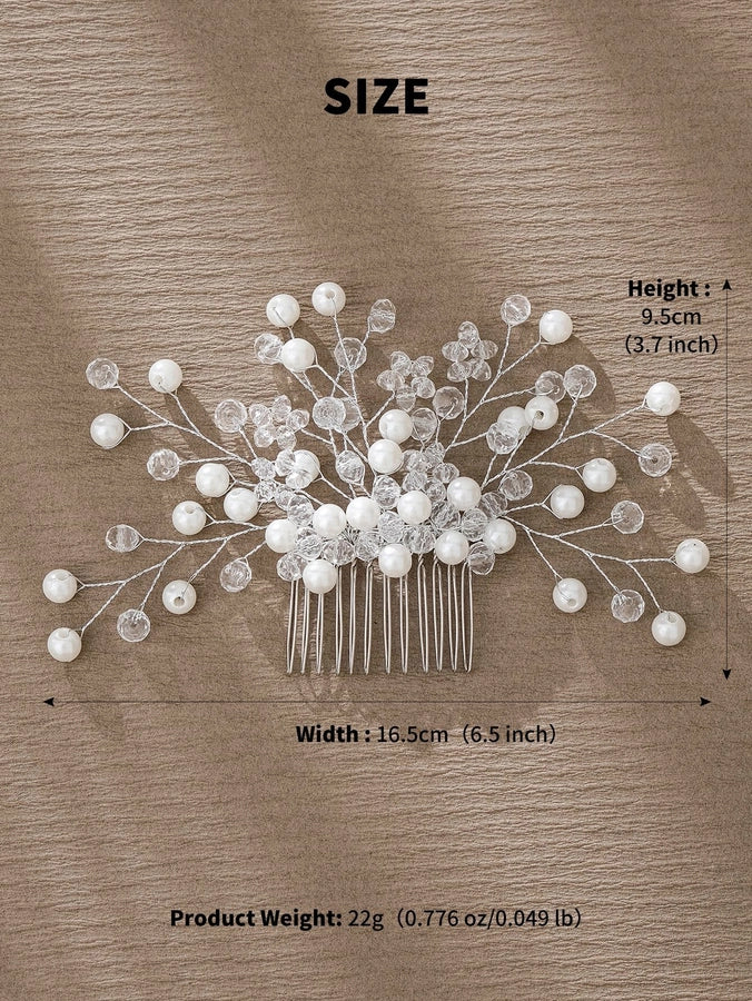 simple style flower artificial pearl inlay pearl insert comb