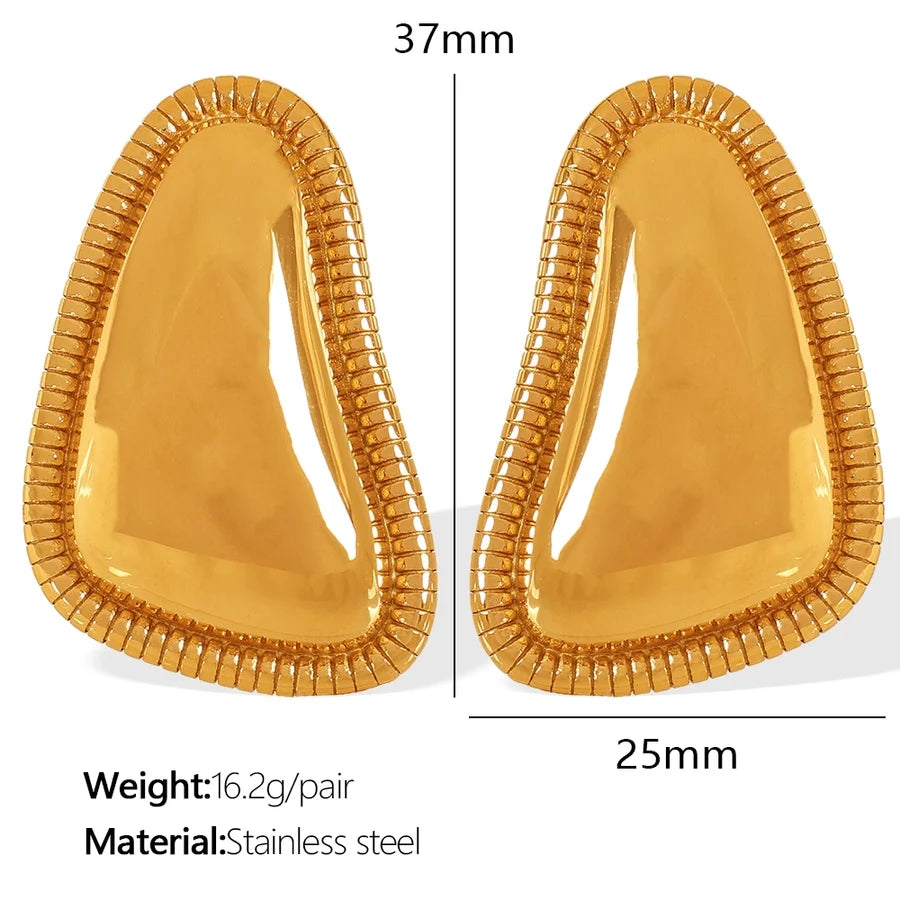 1 Pair IG Style Retro French Style Geometric Polishing Plating 304 Stainless Steel 18K Gold Plated Ear Studs