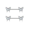 1 Pair Nipple Rings & Studs Hip-Hop Shiny Heart Shape Flower Butterfly 316L Stainless Steel  Copper Inlay Zircon Nipple Rings & Studs