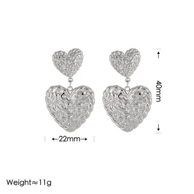 Jewelry Vintage Style Simple Style Heart Shape 304 Stainless Steel 18K Gold Plated Earrings Necklace