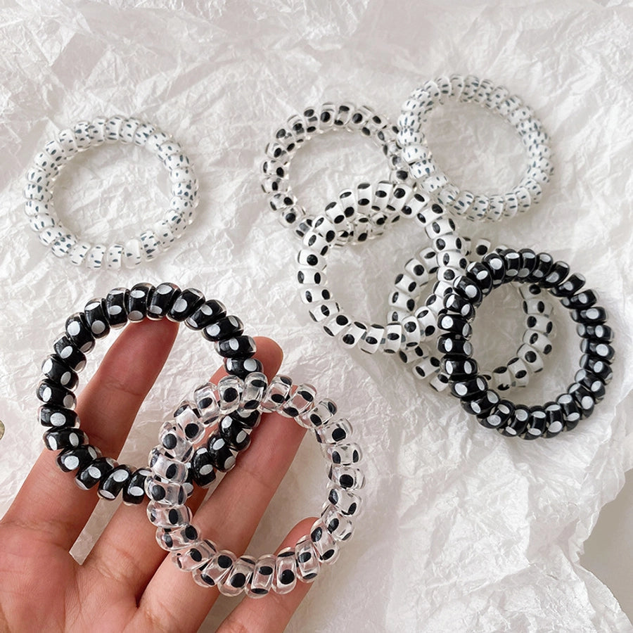Women's Modern Style Classic Style Polka Dots Plastic Telephone Cord Hair Tie