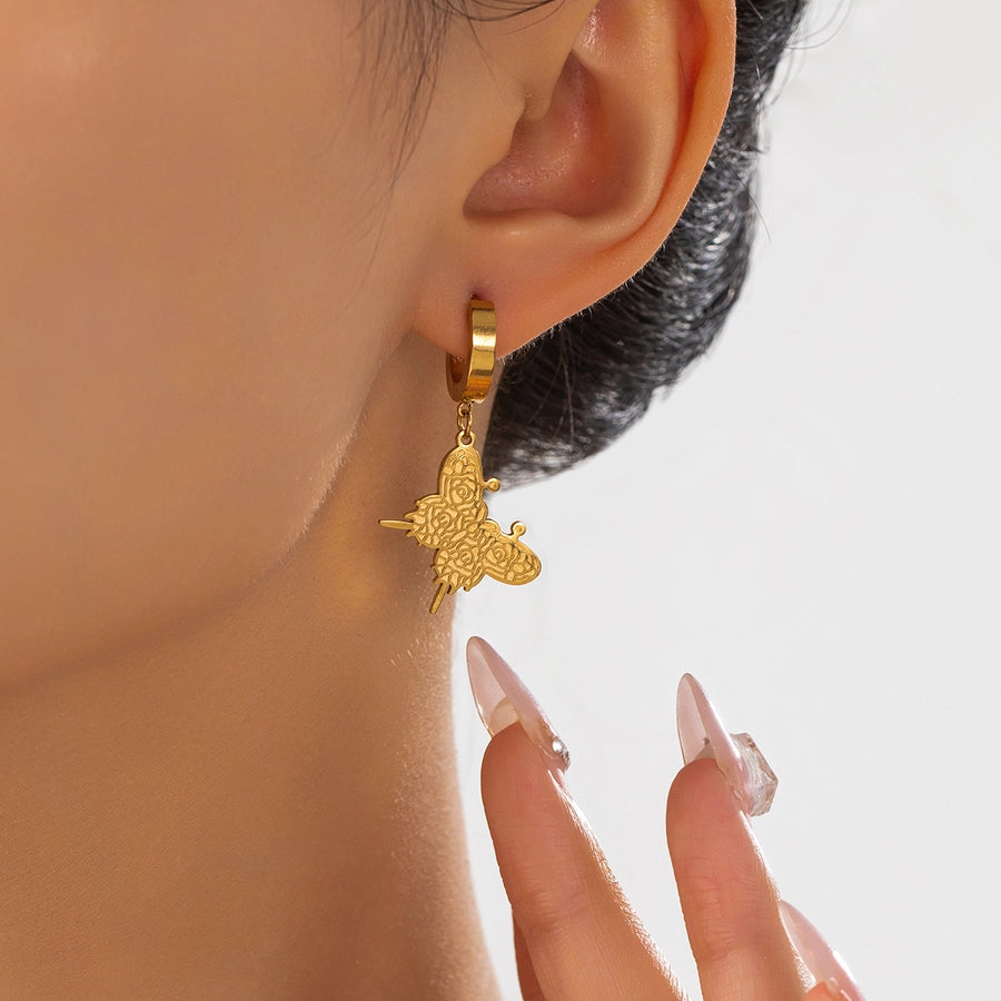 1 Pair Retro Simple Style Butterfly 201 Stainless Steel Drop Earrings