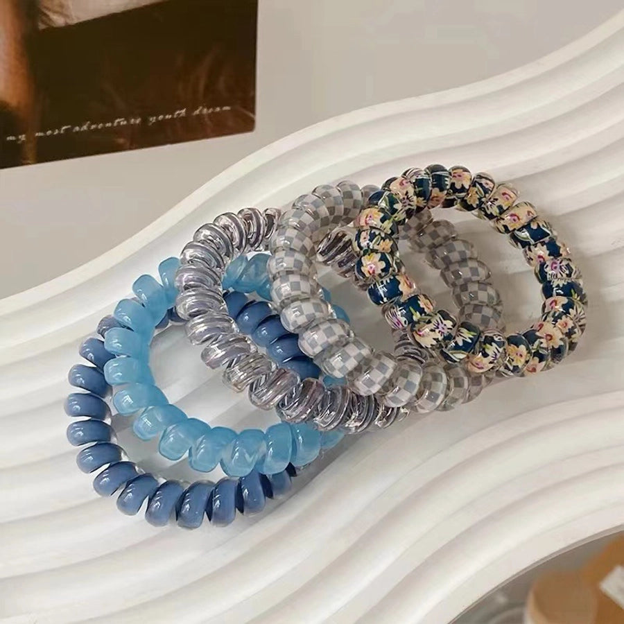 Fashionable Color Telephone Line Hair Ring Headwear Women's High Elastic Durable Tie Hair Rope Rubber Tendon Simple Tie Hair Rope