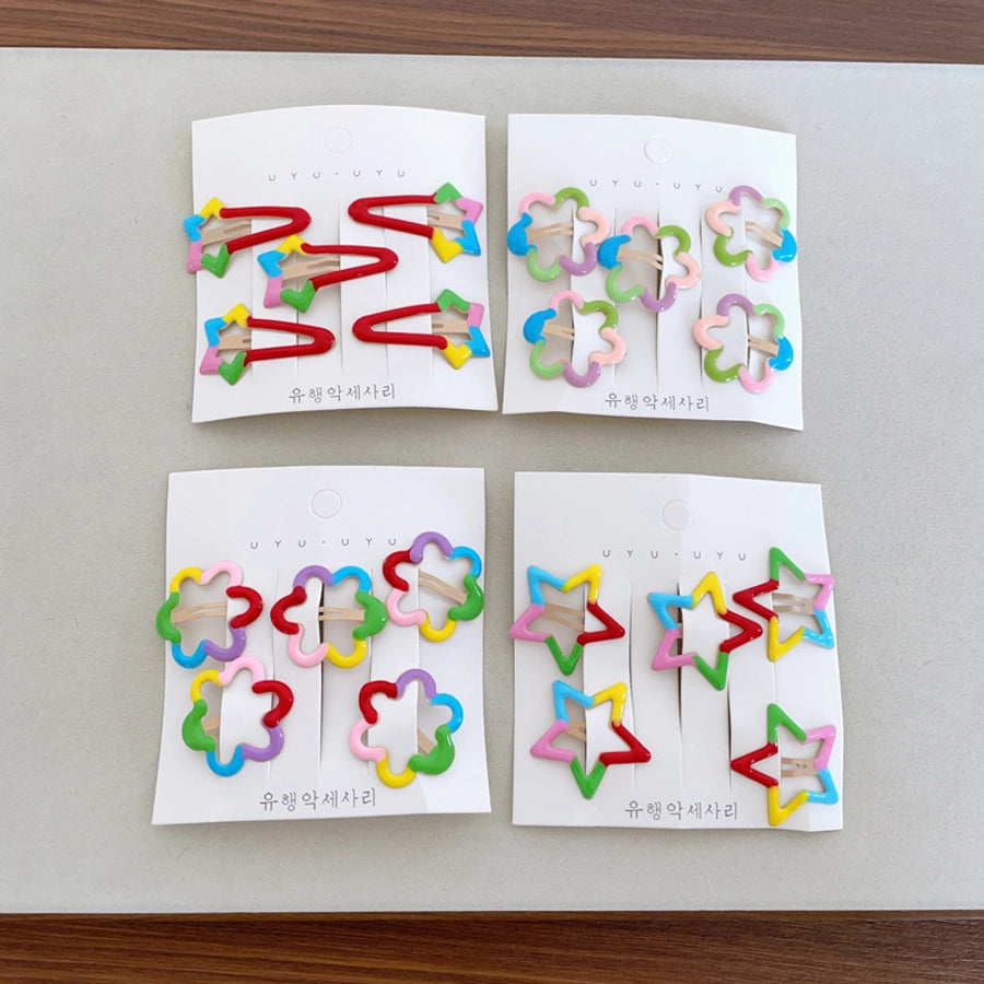 Girl'S Casual Cute Sweet Star Flower Metal Star Flowers Hair Clip