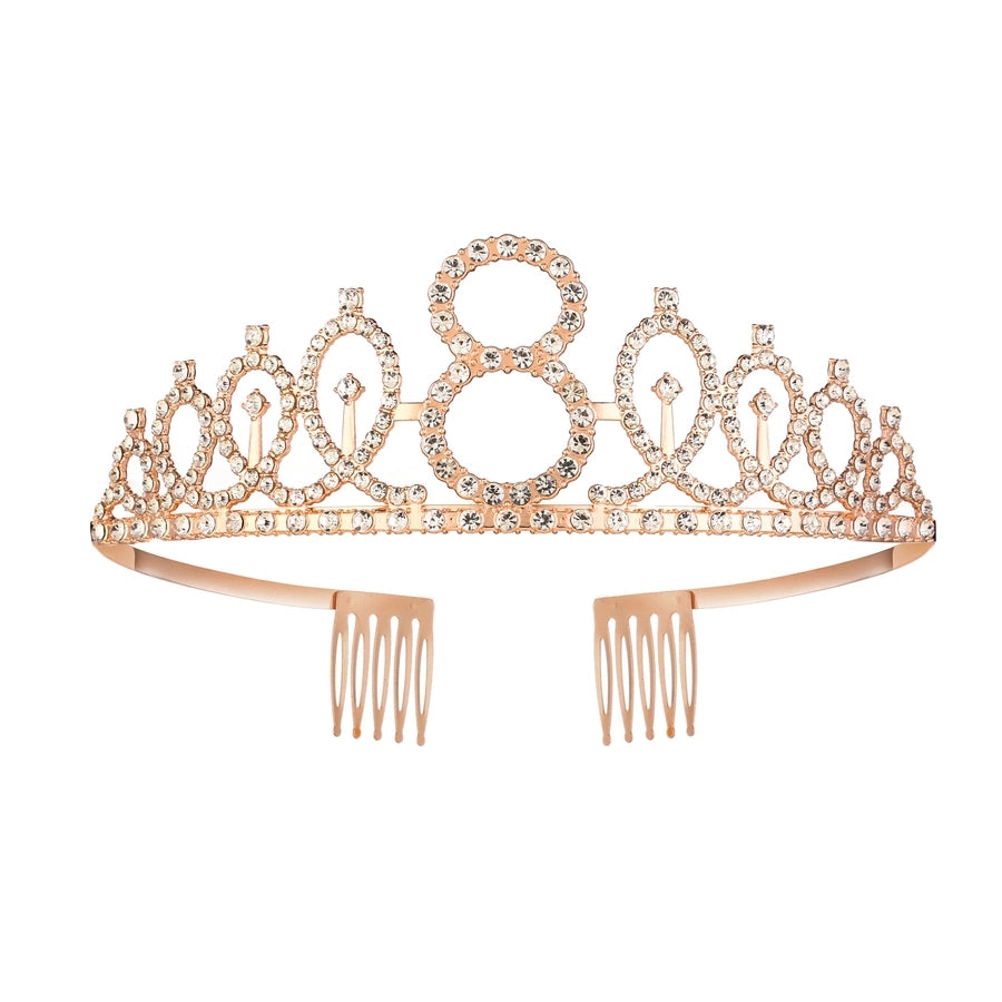 Girl'S Cartoon Style Letter Crown Metal Stoving Varnish Crystal Crown