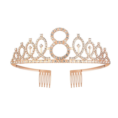 Girl'S Cartoon Style Letter Crown Metal Stoving Varnish Crystal Crown