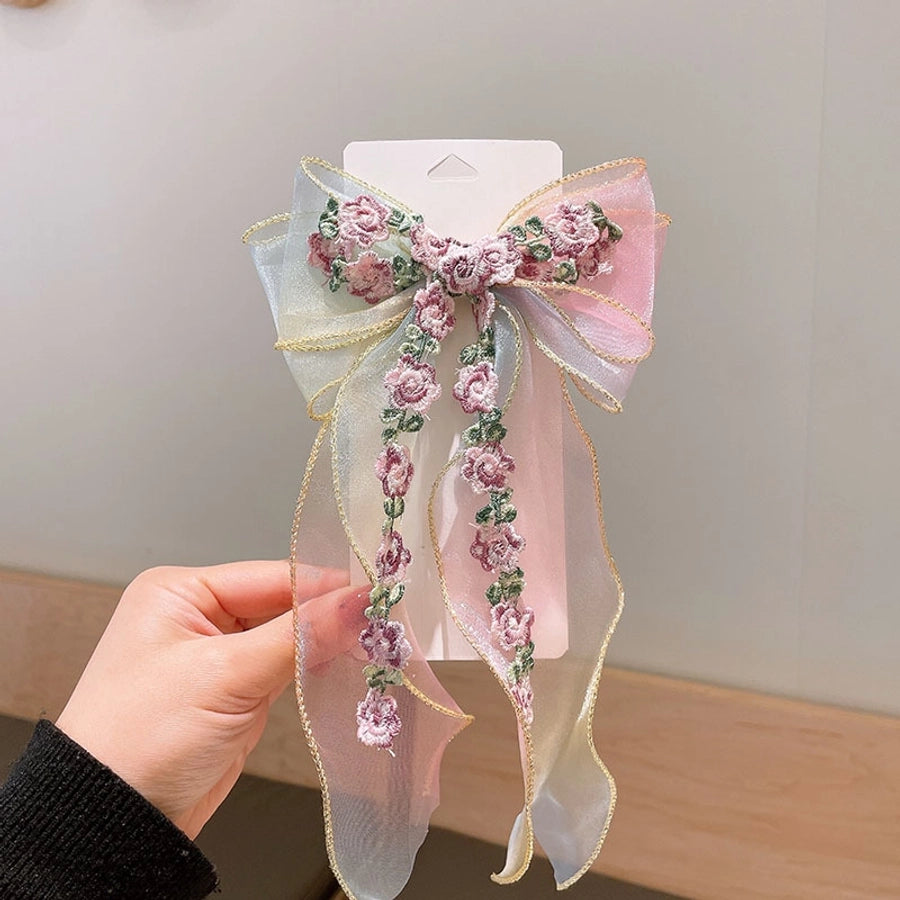 sweet bow knot synthetic yarn hair clip