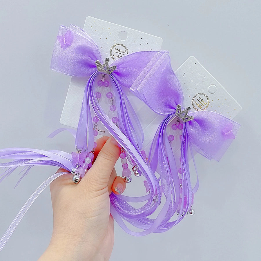 girl's fairy style princess bow knot cloth hair clip
