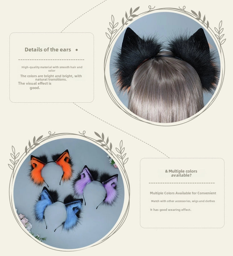Halloween Props Spot Holy Beast Spirit Hair Accessories Japanese cosplay Accessories Simulation Beast Ear Plush Headwear