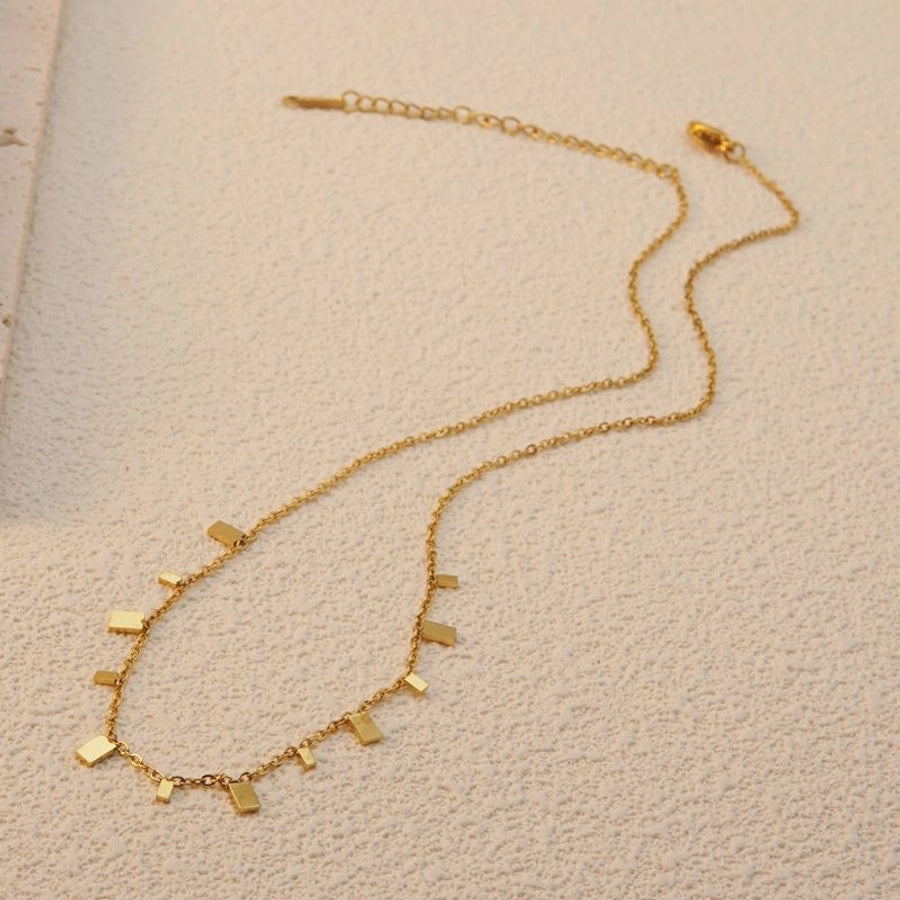 Jewelry Basic Simple Style Artistic Leaf Square Butterfly 304 Stainless Steel 18K Gold Plated Plating Necklace