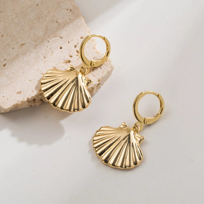 1 Pair Elegant Vacation Starfish Shell Copper 18K Gold Plated Drop Earrings