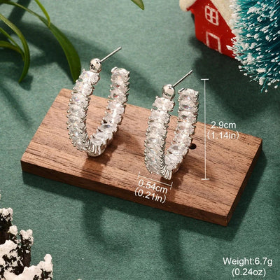 1 Pair Elegant Luxurious Simple Style Geometric Inlay Copper Zircon White K Ear Studs