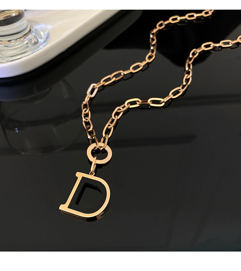 Jewelry Casual Simple Style Streetwear Letter Titanium Steel Plating Pendant Necklace