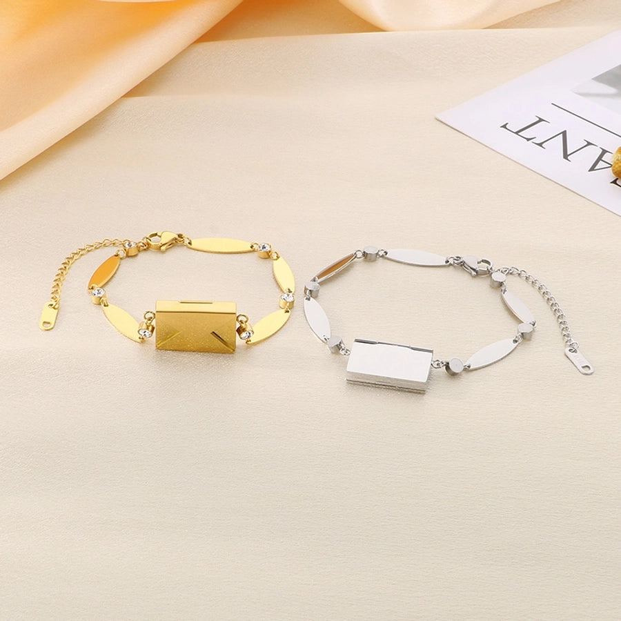 Elegant envelope Oval 304 Stainless Steel 18K Gold Plated  Bracelets In Bulk