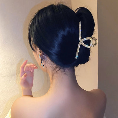 elegant geometric alloy inlay artificial pearls hair claws 1 piece