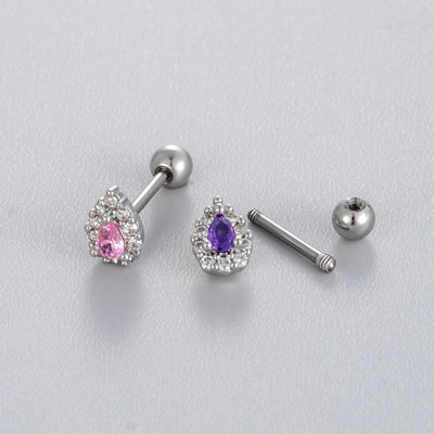 1 Piece Classic Style Water Droplets Inlay Copper Zircon Ear Studs
