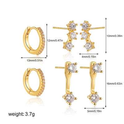 1 Set Elegant Luxurious Square Oval Copper Hoop Earrings