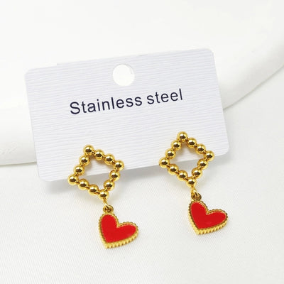 1 Pair Elegant Retro Commute Heart Shape 304 Stainless Steel 18K Gold Plated Drop Earrings