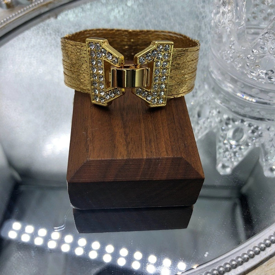 Hot Selling Product Retro Multi-Layer Copper Chain Diamond-Embedded Plain Gold Bracelet Elegant Graceful Personality  Women Trendy