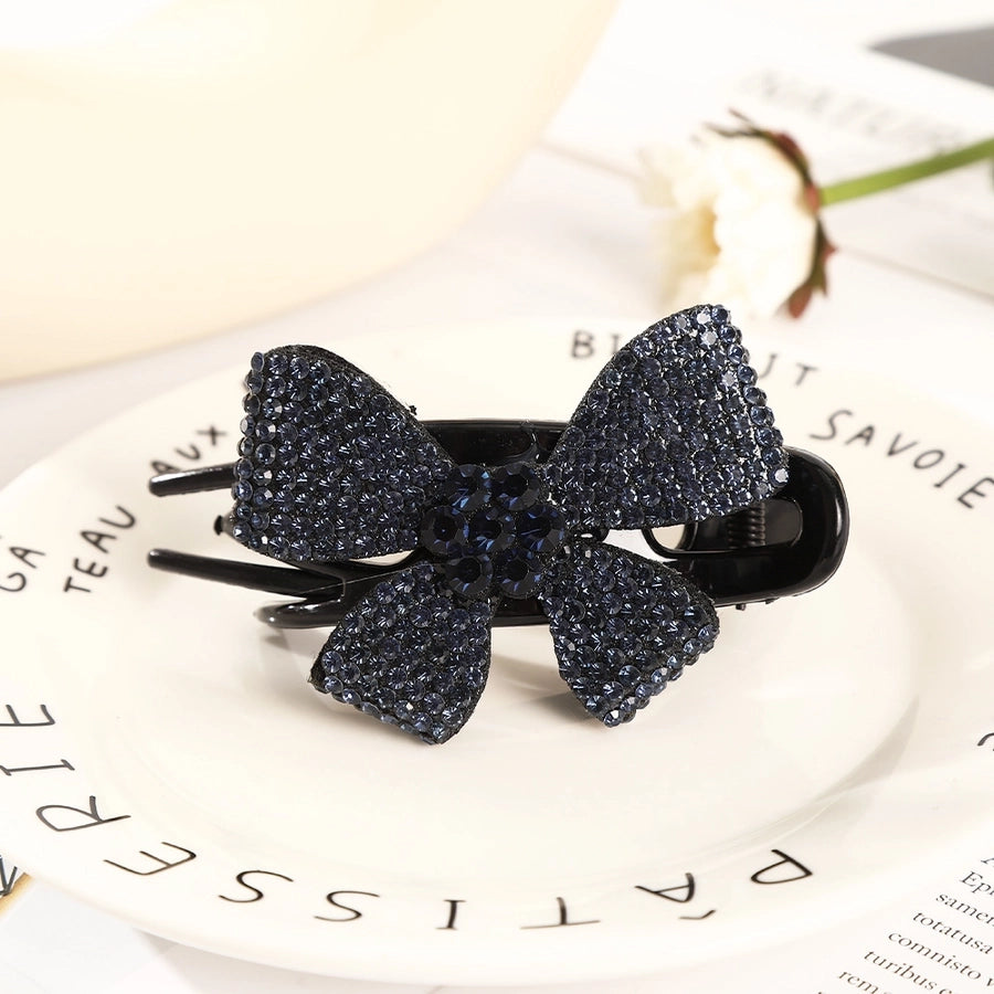 elegant bow knot plastic inlay rhinestones hair clip