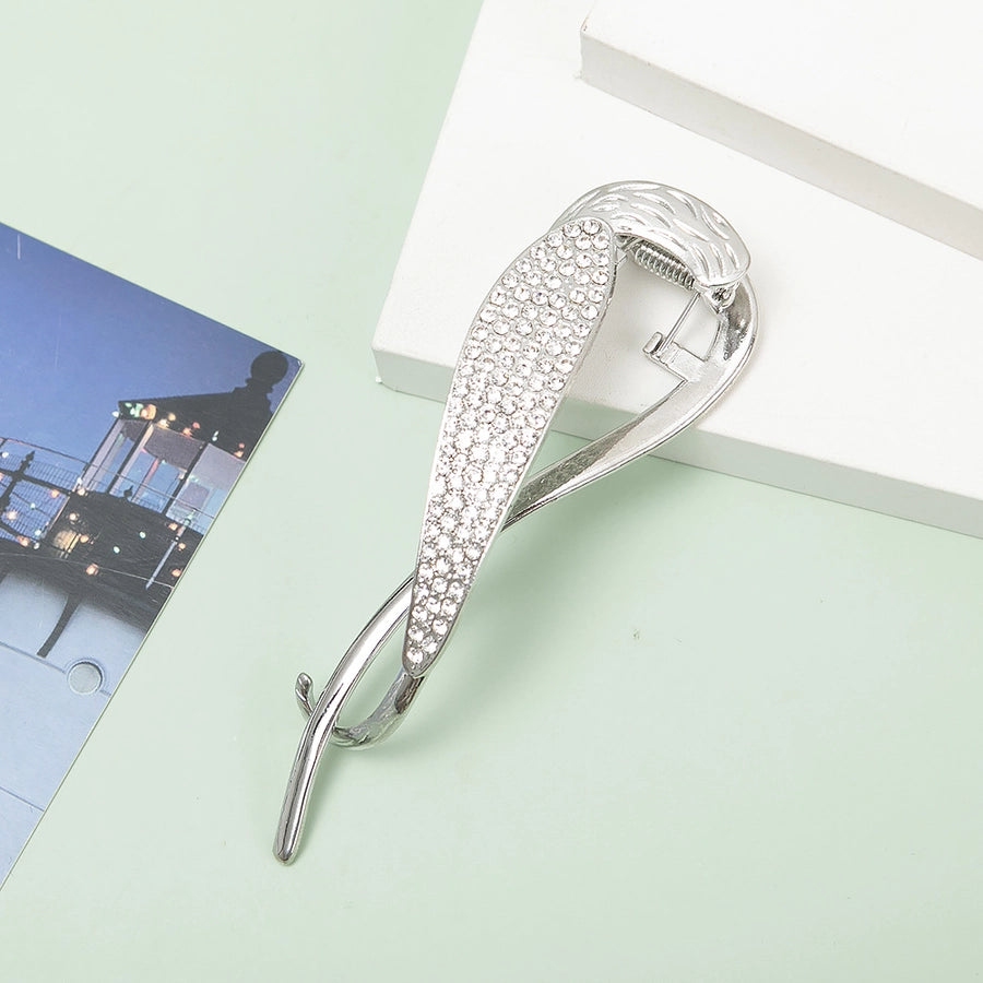 fashion solid color metal plating inlay rhinestones pearl hair clip 1 piece