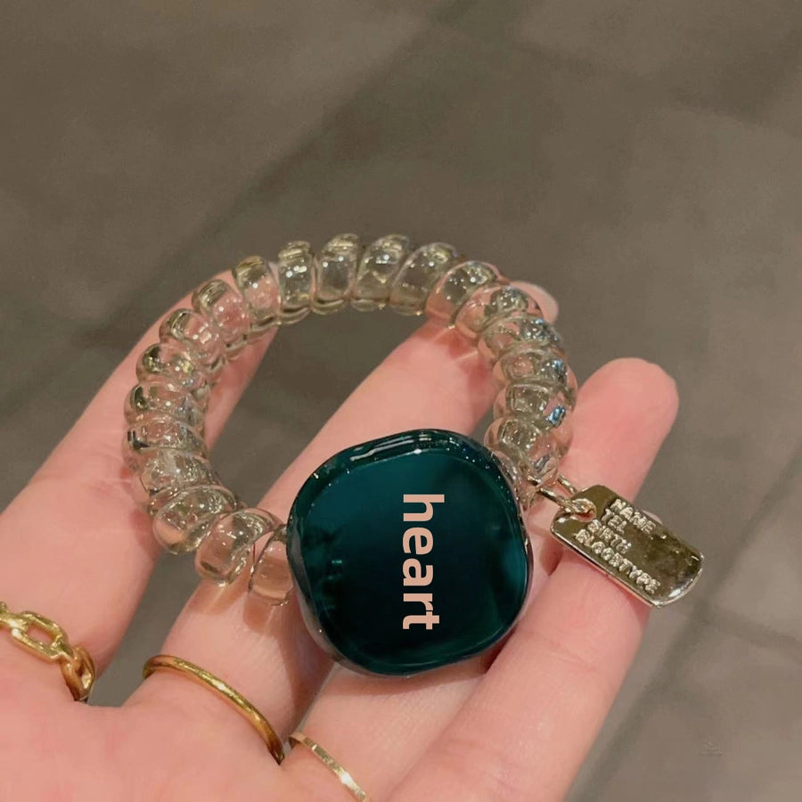 Korean New Acetic Acid Jelly Square Smile Phone Line Hair Ring Dopamine Girl Hair Rope Women