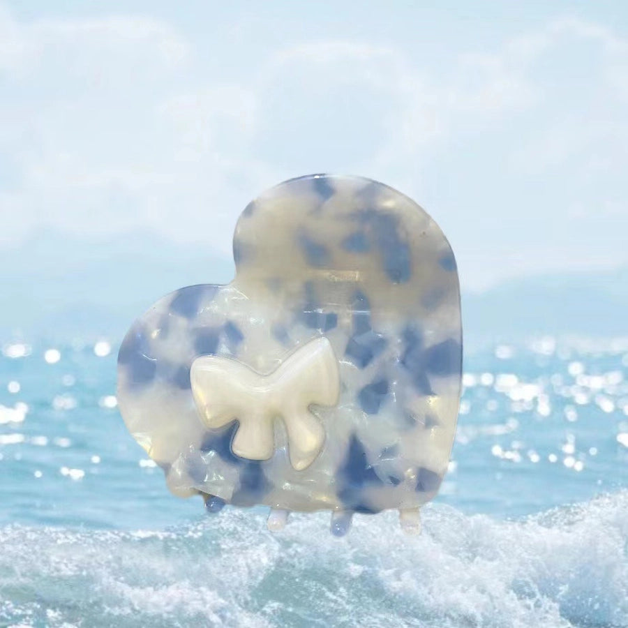 Women's Simple Style Heart Shape Bow Knot Acetic acid sheets Hair Claws