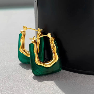 Autumn and Winter  pull style U-shaped geometric resin earrings Women's Light luxury high-end design earrings fashion earrings