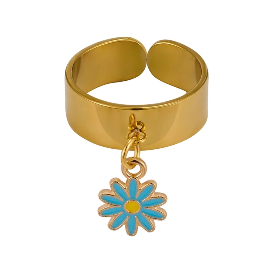 Jewelry Elegant Retro Solid Color 304 Stainless Steel Enamel Open Rings