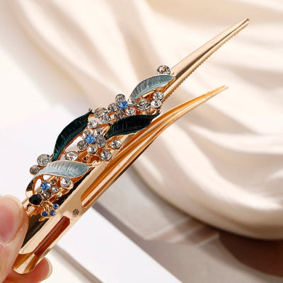 Women's Lady Modern Style Sweet Flower Alloy Stoving Varnish Inlay Rhinestones Hair Clip