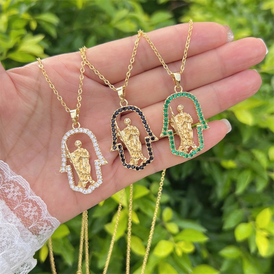 Jewelry Vintage Style Classic Style Human Faith Copper Pendant Necklace