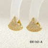 1 Pair IG Style Commute U Shape Triangle Lock Inlay Copper Zircon 18K Gold Plated Earrings