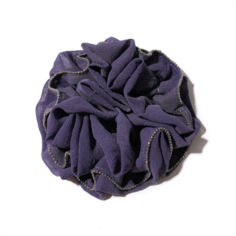 simple style solid color ruffles cloth pleated hair tie 1 piece