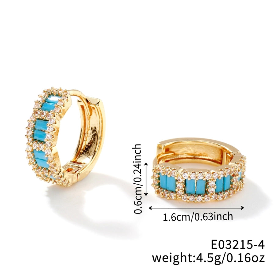 1 Pair Elegant Streetwear Shiny Geometric Inlay Copper Zircon K Gold Plated Rhodium Plated Earrings