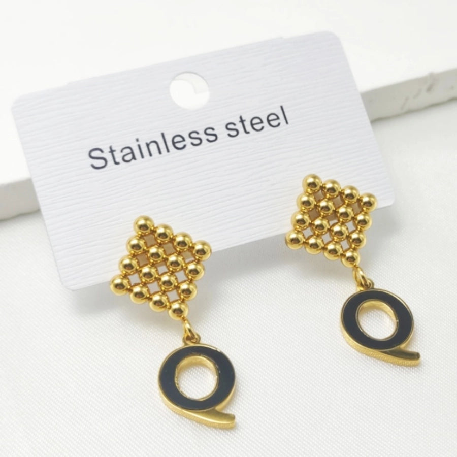 1 Pair Elegant Retro Commute Letter Square 304 Stainless Steel 18K Gold Plated Drop Earrings