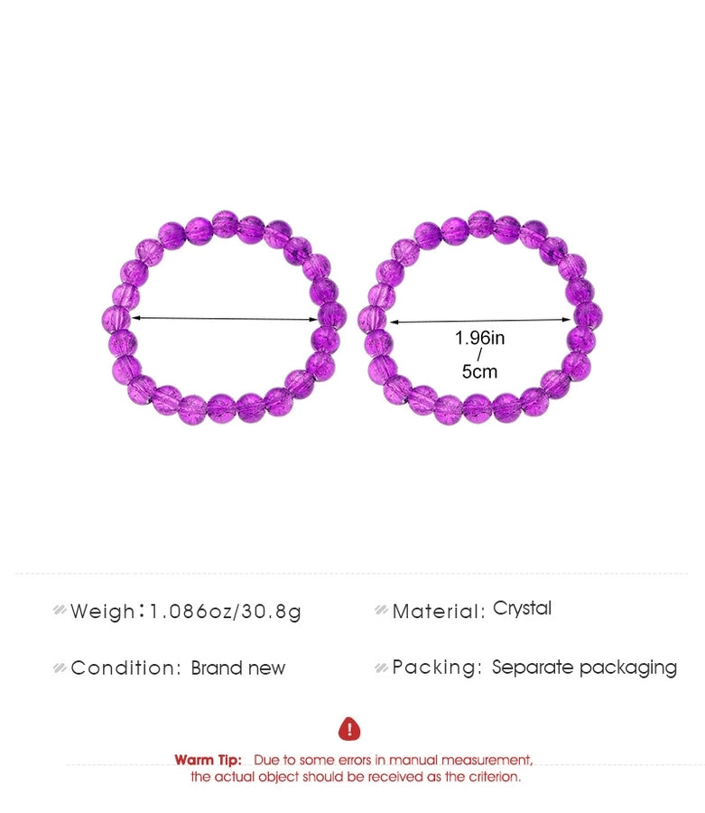 Fashion Simple Style Colored Glazing Bead Bracelet  Hot Sale Crystal Ice Broken Hot Flower Shining Beaded Stretch Bracelet 1 Pair