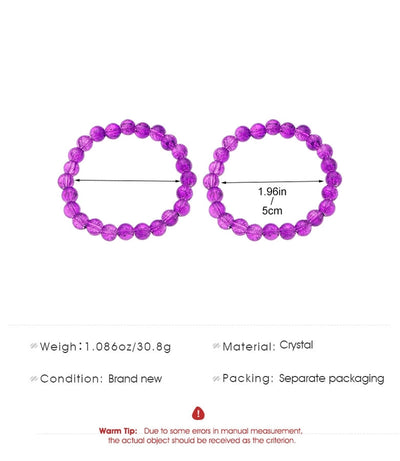 Fashion Simple Style Colored Glazing Bead Bracelet  Hot Sale Crystal Ice Broken Hot Flower Shining Beaded Stretch Bracelet 1 Pair