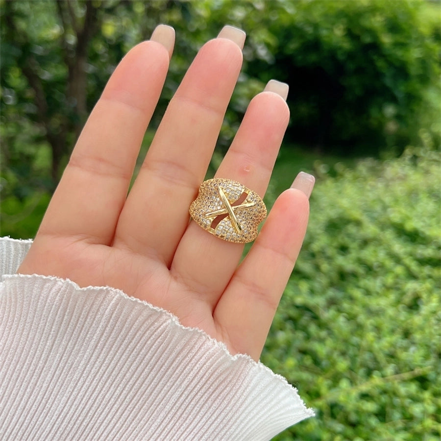 Multi-Style Copper Plating 18K Gold Heart-Shaped Multi-Shape Gold Diamond Full Zircon Adjustable Ring Fashion Classic Simple Suitable for Daily Wear Suitable for Gifts  New Products