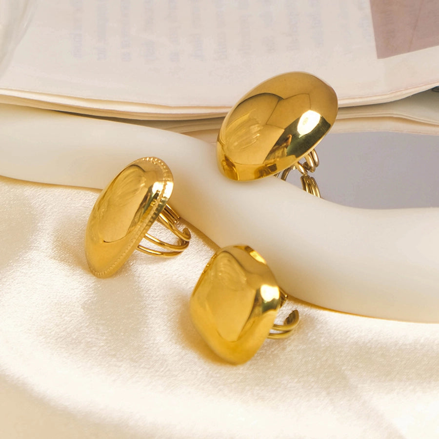 Jewelry Simple Style Triangle Square Oval 304 Stainless Steel 14K Gold Plated Open Rings