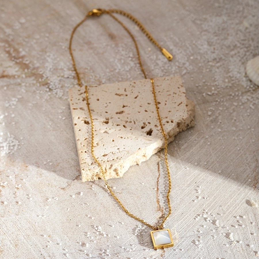 Jewelry Elegant Vintage Style Simple Style Geometric 304 Stainless Steel 18K Gold Plated Pendant Necklace