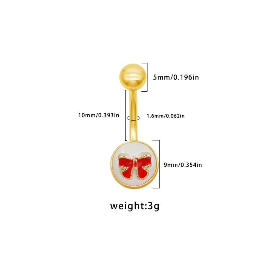 1 Piece Belly Rings Punk Simple Style Artistic Maple Leaf Rose 316 Stainless Steel  Alloy Epoxy Acrylic Rhinestones 18K Gold Plated