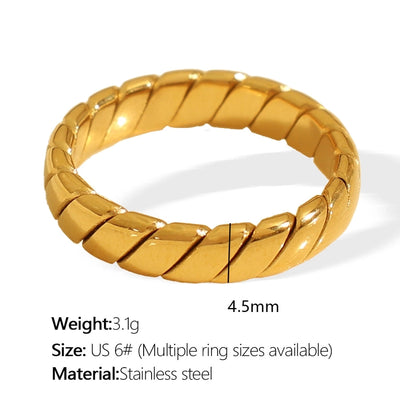 Jewelry Elegant Round 304 Stainless Steel 18K Gold Plated Polishing Plating Rings
