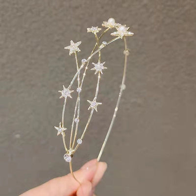 modern style sweet star plaid alloy rhinestone hair band