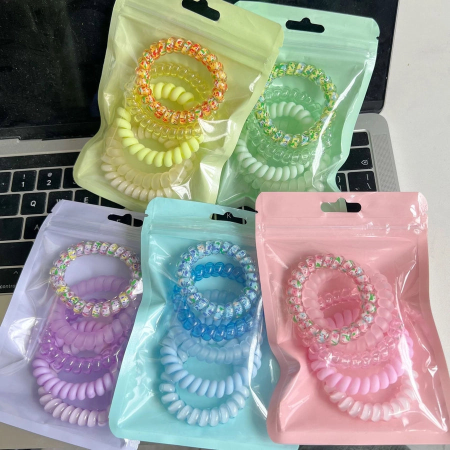 cute commute korean style solid color plastic resin patchwork hair tie