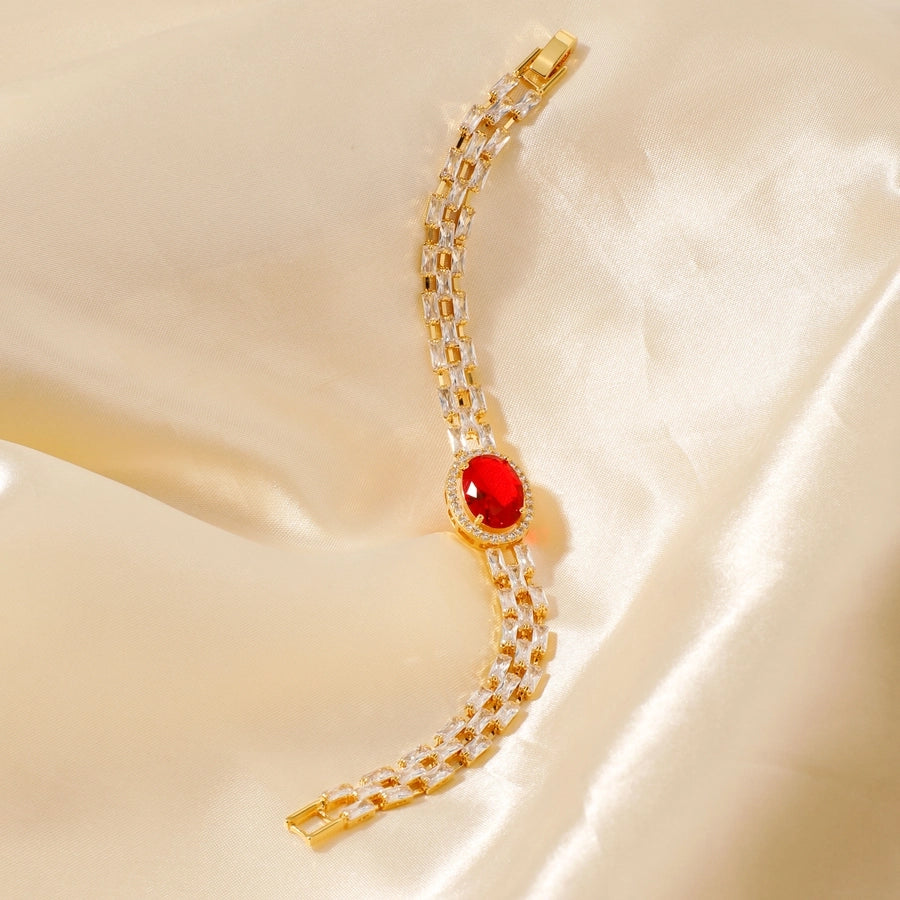 Copper K Gold Plated Inlay Water Droplets Zircon Bracelets