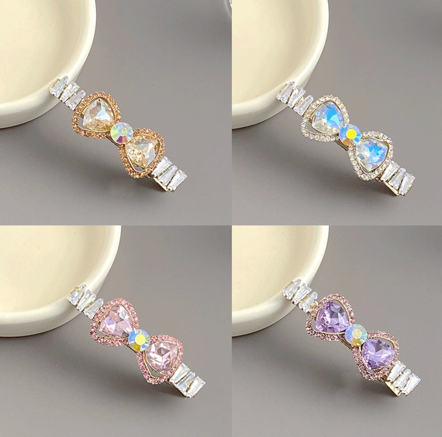 women's elegant bow knot alloy inlay zircon hair clip