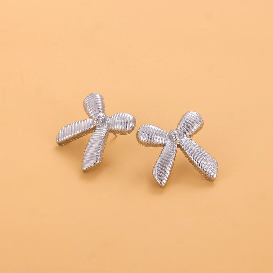 1 Pair Simple Style Bow Knot 304 Stainless Steel 18K Gold Plated Earrings